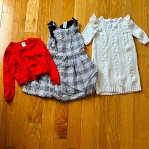 Bundle of Carter's Toddler Girl's Dresses and Cardigan 4T